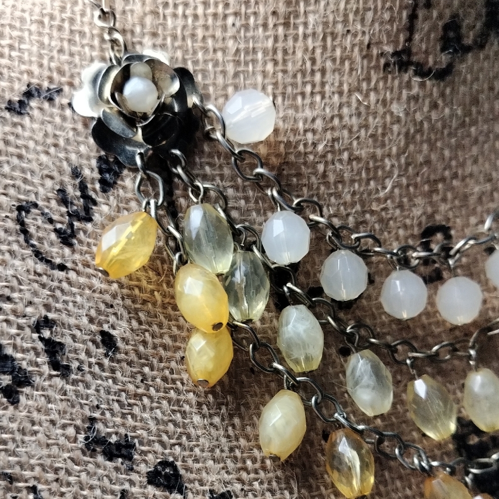 Beaded Yellow Multi-Layer Necklace - Picture 6 of 6